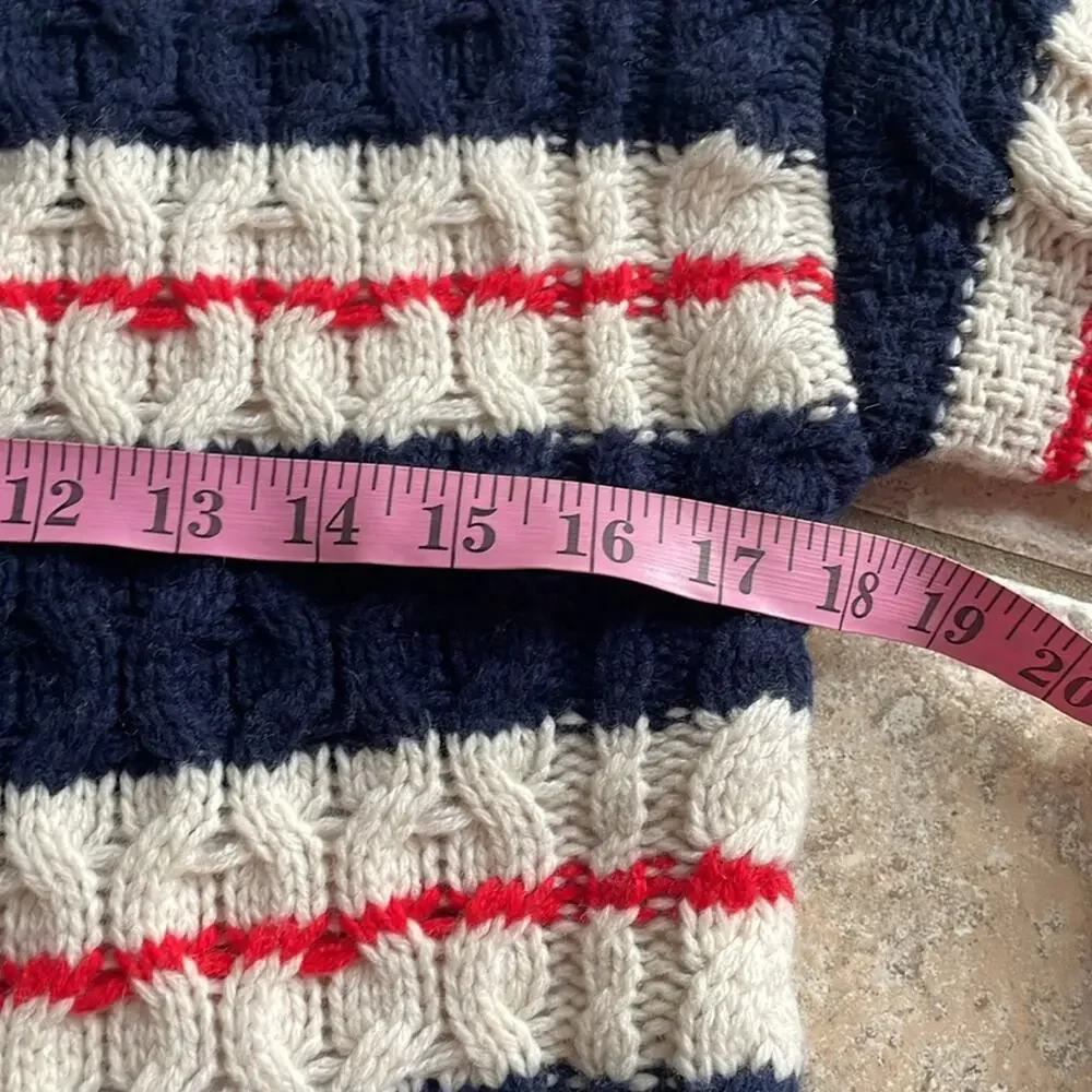 J.Crew Gabby Stripe Cable Knit Wool Tunic Sweater